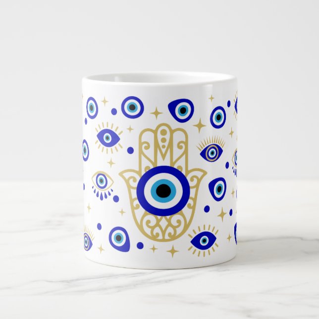 Taza De Café Gigante Hamsa Evil Eye Specialty Mug (Frente)