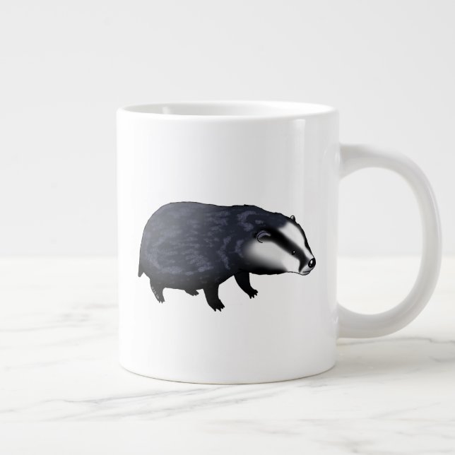 Taza De Café Gigante Hand Drawn Badger Illustration Design (Derecha)