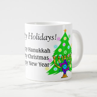 Taza De Café Gigante Hanukkah y Navidades juntos Coffee Mug