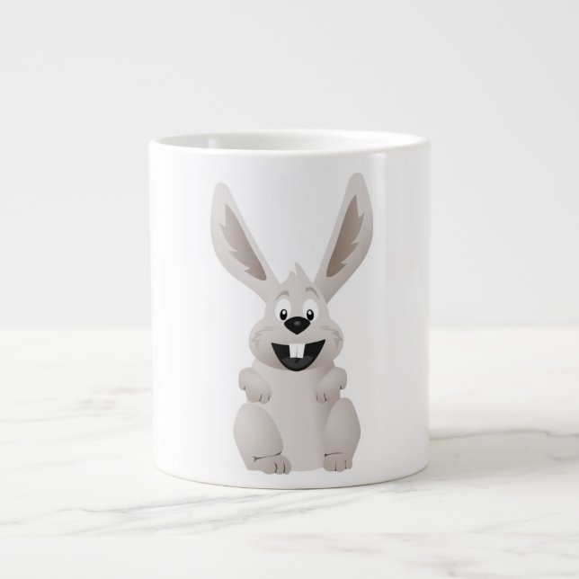 TAZA DE CAFÉ GIGANTE "HAPPY EASTER" GRAY BUNNY (Frente)