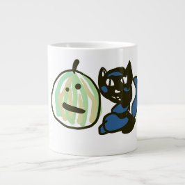 Taza De Café Gigante Happy Green Jack o Lantern Black Cat 