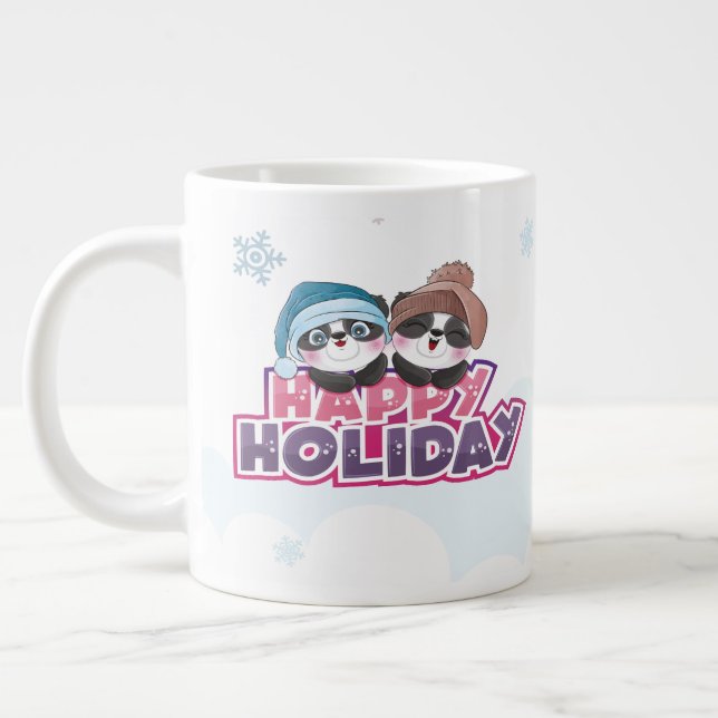 Taza De Café Gigante Happy Holiday Cute Panda Mug (Izquierda)