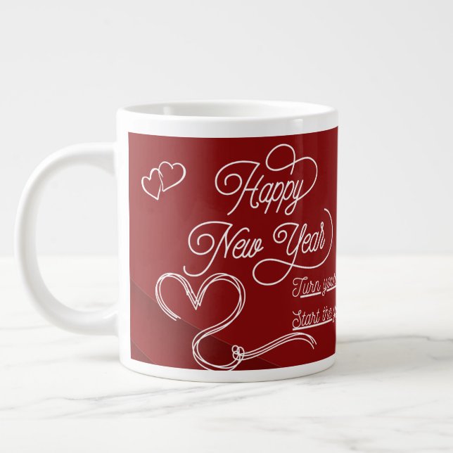 Taza De Café Gigante Happy New Year Mug – Premium Celebration Design (Izquierda)