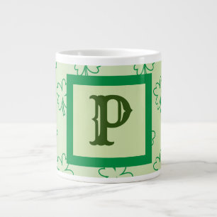 Taza De Café Gigante Happy St Patrick's clover - Monograma de shamrock