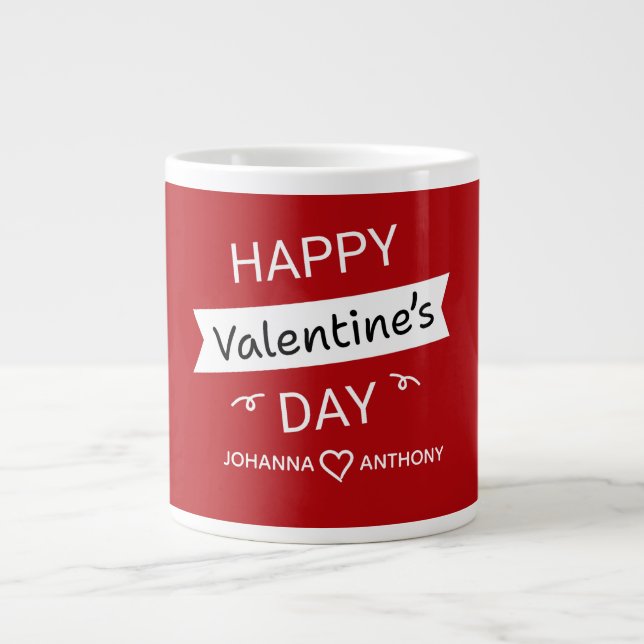 Taza De Café Gigante Happy Valentine’s Day – Cute Valentine Love Custom (Frente)