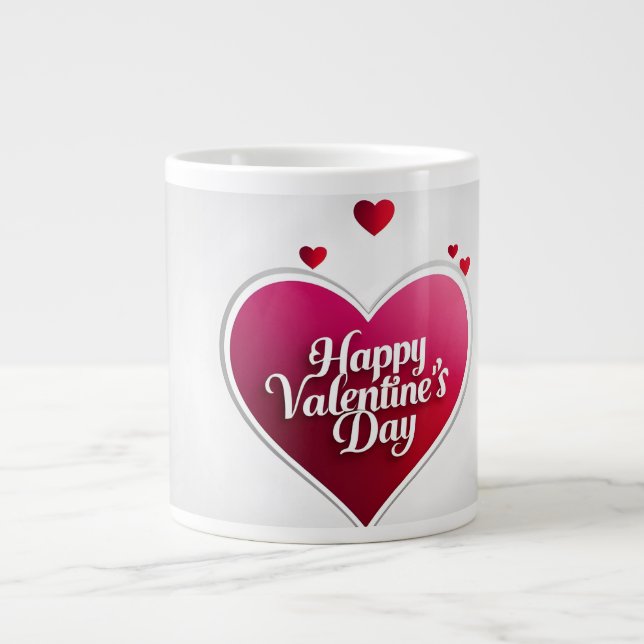 Taza De Café Gigante Happy Valentine’s Day Heart Mug (Frente)