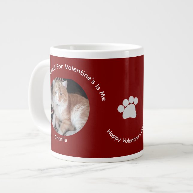 Taza De Café Gigante Happy Valentine's Cat Photo Love Specialty Mug (Izquierda)