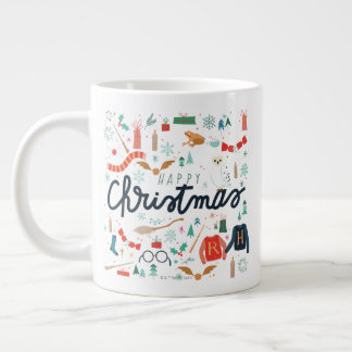 Taza De Café Gigante Harry Potter | Feliz Navidad con iconos festivos
