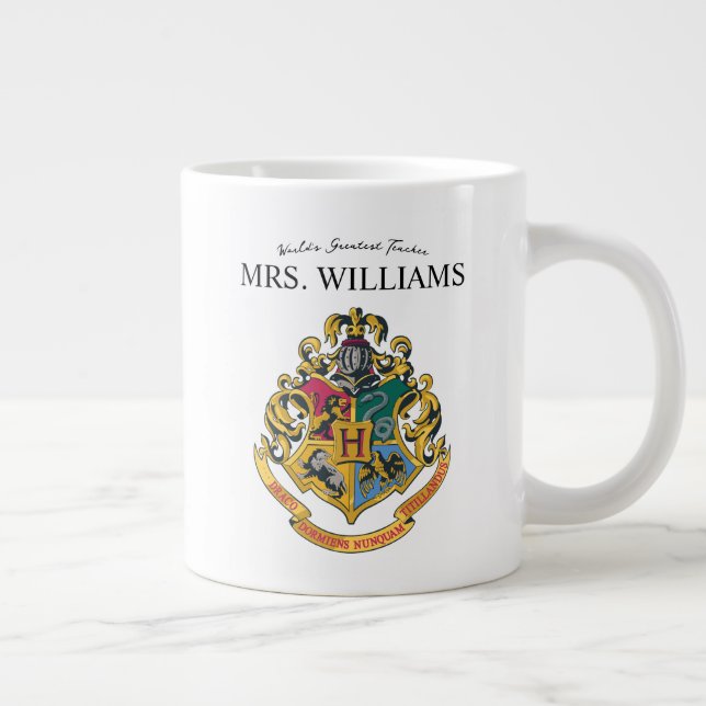 Taza De Café Gigante Harry Potter | Hogwarts Crest Teacher Personalize (Derecha)