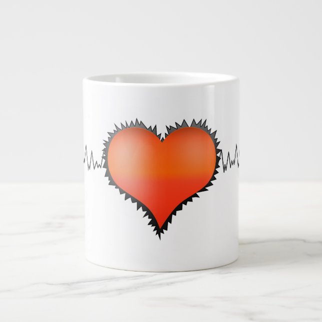 Taza De Café Gigante Heart Beat (Frente)