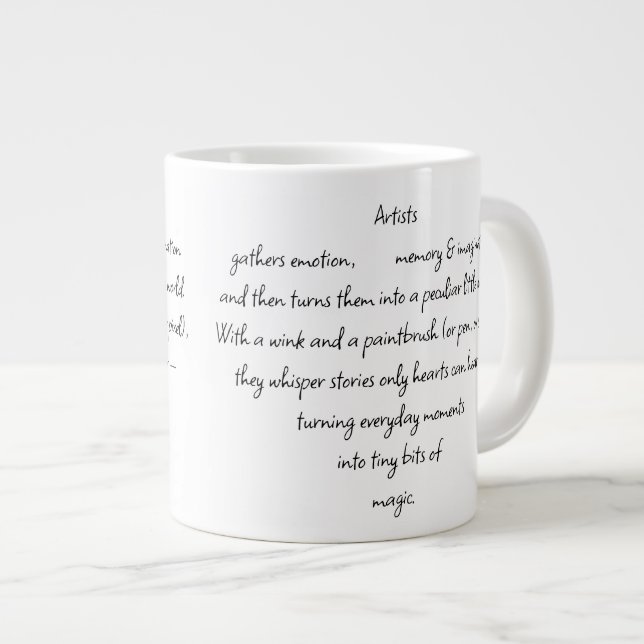 Taza De Café Gigante Heart Words Explaining and Artist Whimsical Art (Derecha)