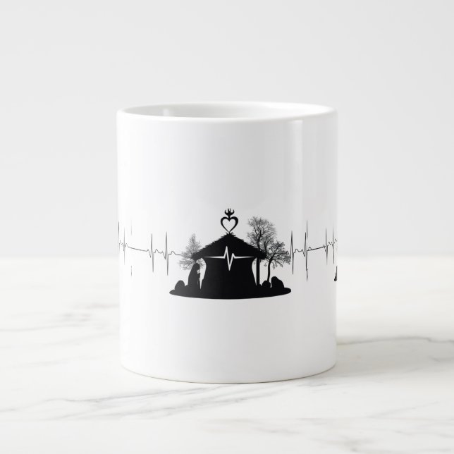 Taza De Café Gigante Heartbeat Nativity Unique Minimal Jumbo Mug (Frente)