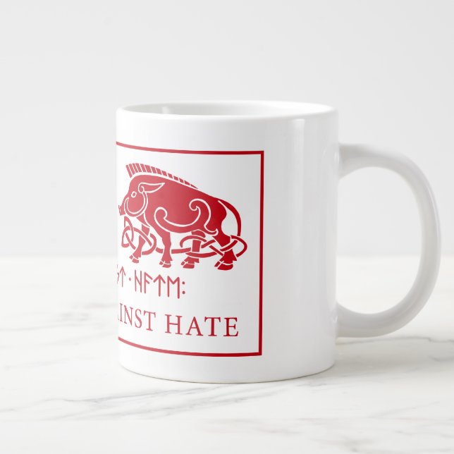 Taza De Café Gigante Heathens Against Hate Double Boar Logo (Derecha)