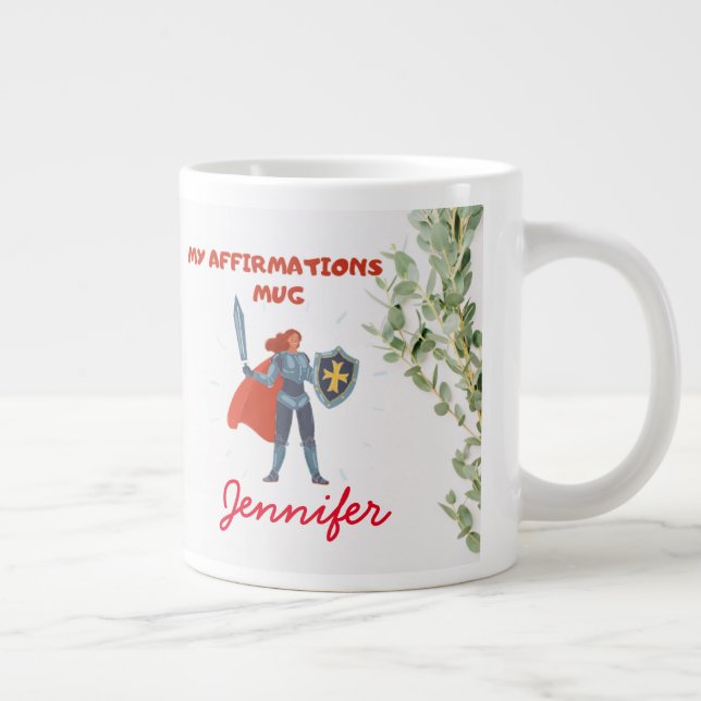 Taza De Café Gigante Hebreos 13:6 Afirmación audaz Sin Miedo Jesús Pers (Derecha)
