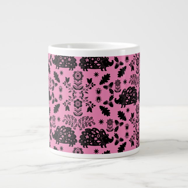 Taza De Café Gigante Hedgehog Folk Art (Frente)