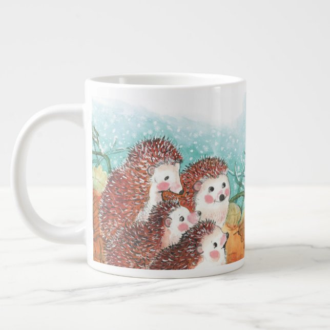 Taza De Café Gigante Hedgeogs hablando entre sí Ilustracion (Izquierda)