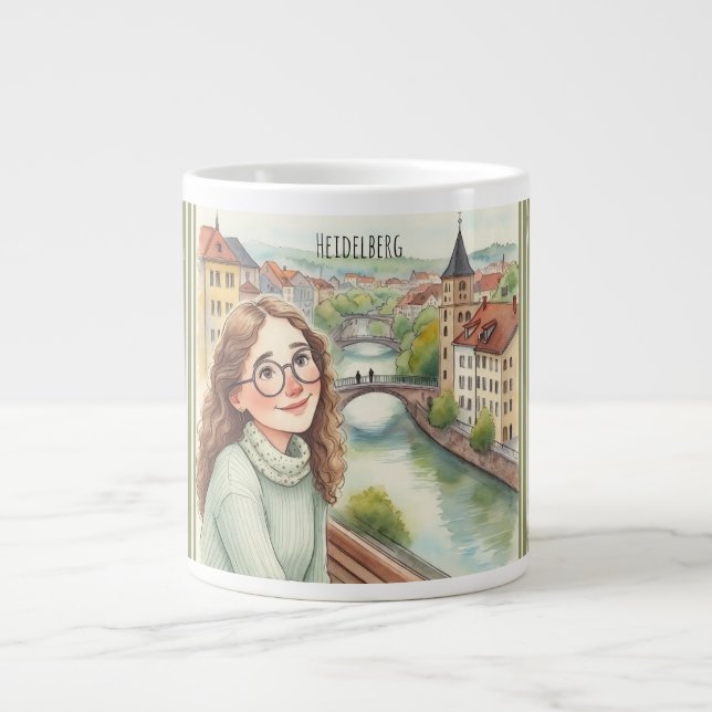 Taza De Café Gigante Heidelberg, Chica Bonito De Alemania En Heidelberg (Frente)