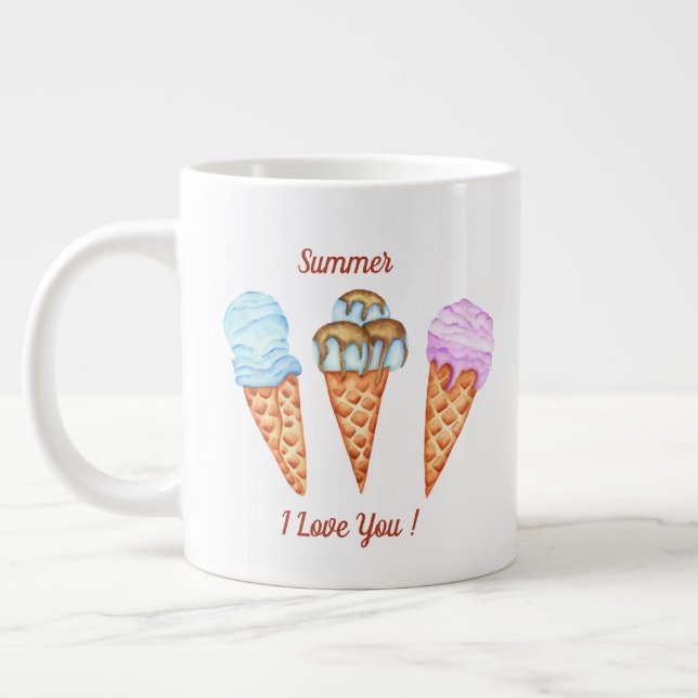 Taza De Café Gigante Helado Cream Te Amo Un Verano Agradable (Izquierda)