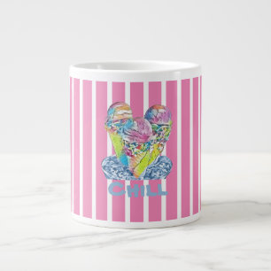Taza De Café Gigante Helado helado de rayas rosadas heladas chill