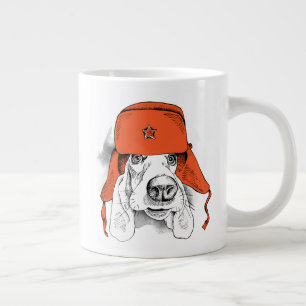 Taza De Café Gigante Herido de Basset Gorra Rojo Ushanka