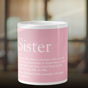 Taza De Café Gigante Hermana genial rosa divertida mejor definición de 