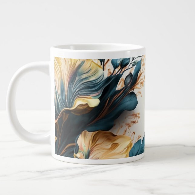 Taza De Café Gigante Hermosa acuarela floral (Izquierda)