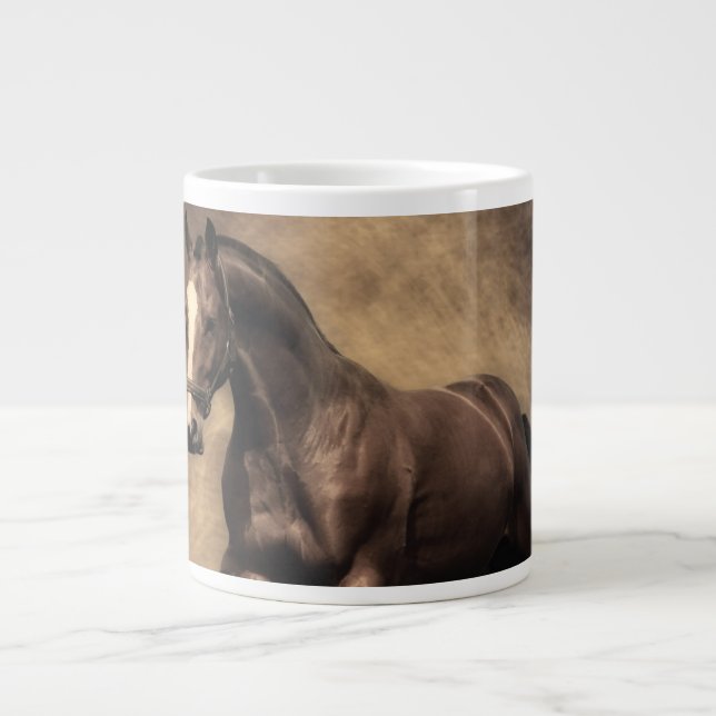 Taza De Café Gigante Hermosa almohada de caballo marrón (Frente)