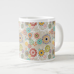 Taza De Café Gigante Hermosa flor de estilo boho con estampado brillant