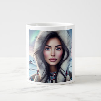 Taza De Café Gigante Hermosa mujer inuit - Elegancia ártica