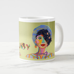 Taza De Café Gigante Hermosa mujer kwanzaa café mog