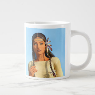 Taza De Café Gigante Hermosa nativa estadounidense vestimenta indígena