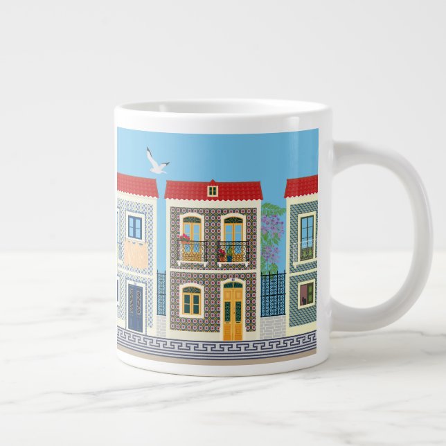 Taza De Café Gigante Hermosas casas portuguesas con azulejos o azulejos (Derecha)