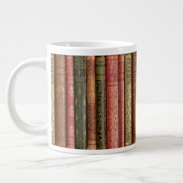 Taza De Café Gigante Hermosas espinas de libros (Izquierda)