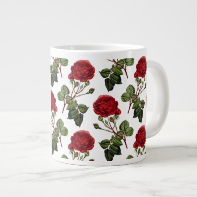 Taza De Café Gigante Hermosas rosas rojas