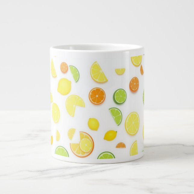 Taza De Café Gigante Hermoso limón verde y amarillo (Frente)
