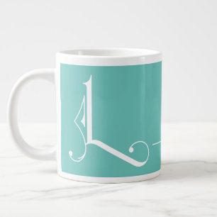 Taza De Café Gigante Hermoso Monograma L Minimalista Elegante
