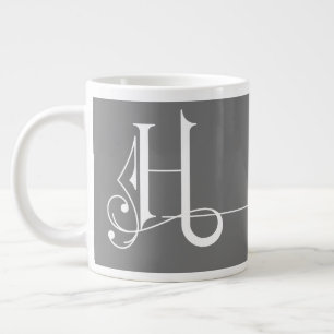 Taza De Café Gigante Hermoso Monograma Minimalista Elegante H