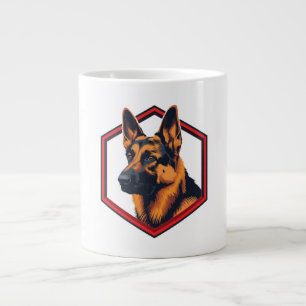Taza De Café Gigante Hermoso Pastor Alemán en un Marco de Seis Lados