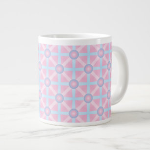 Taza De Café Gigante Hermoso Patrón Rosa, Morado y Azul Claro