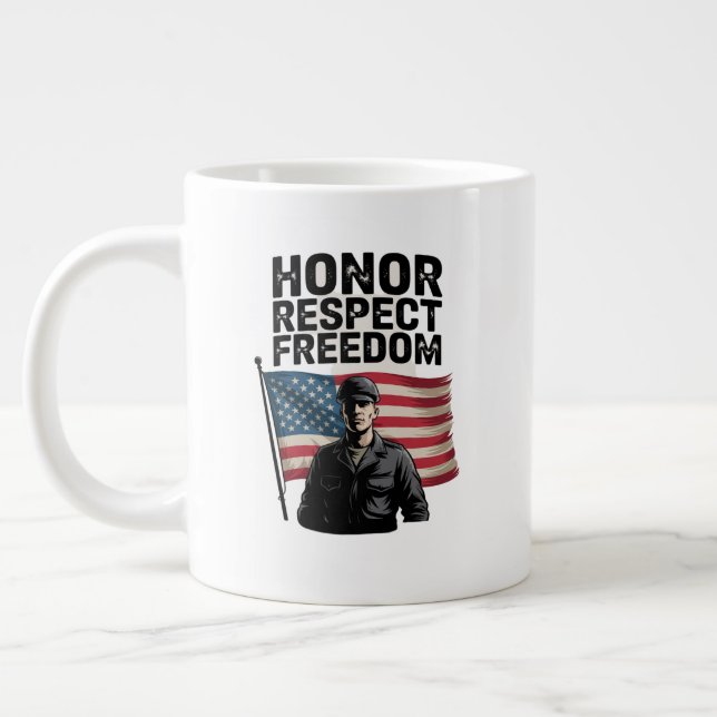 Taza De Café Gigante Héroes Veterano Día Diseño Patriótico (Izquierda)