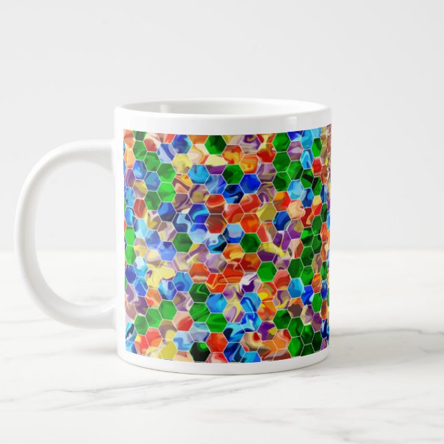 Taza De Café Gigante Hexagones horizontales giratorios giran 20oz Mug (Izquierda)