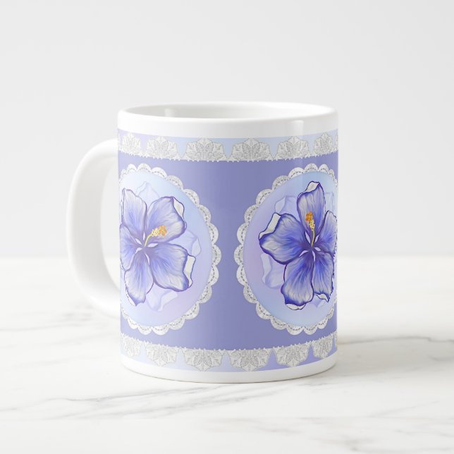 Taza De Café Gigante Hibiscus & lace BLUE (Izquierda)