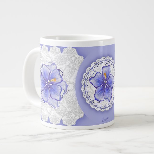 Taza De Café Gigante Hibiscus & lace BLUE (Izquierda)
