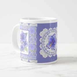Taza De Café Gigante Hibiscus & lace BLUE