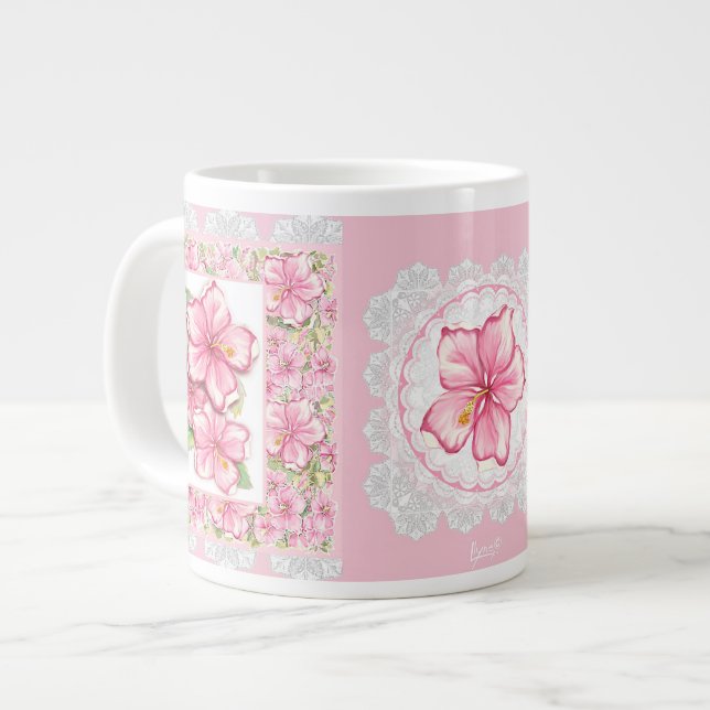 Taza De Café Gigante Hibiscus & lace PINK (Izquierda)