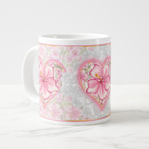 Taza De Café Gigante Hibiscus & lace PINK