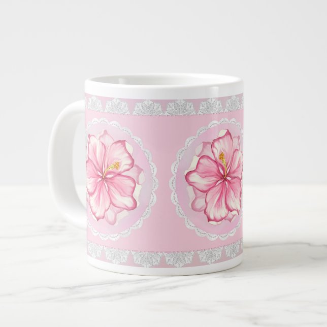 Taza De Café Gigante Hibiscus & lace PINK (Izquierda)
