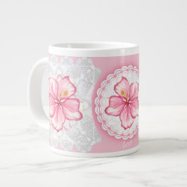 Taza De Café Gigante Hibiscus & lace PINK