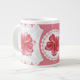 Taza De Café Gigante Hibiscus & lace RED