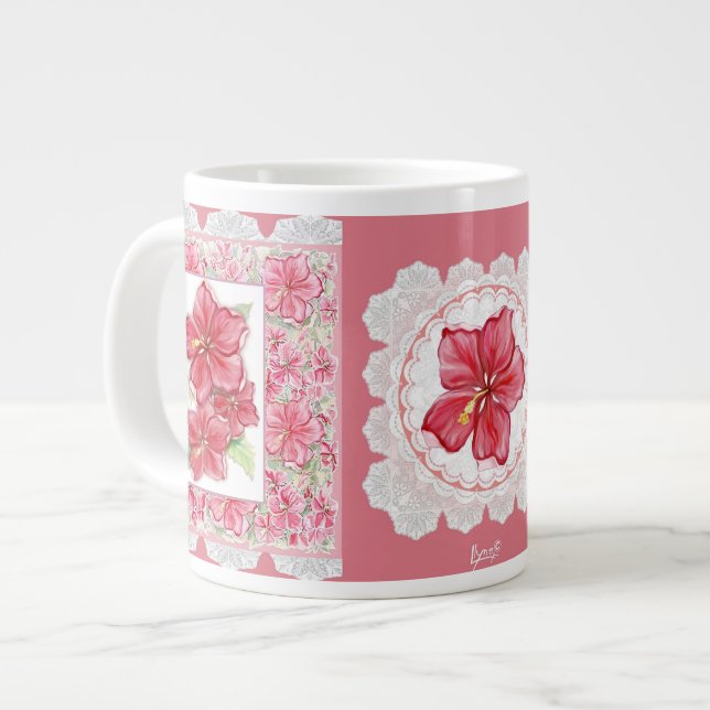 Taza De Café Gigante Hibiscus & lace RED (Izquierda)
